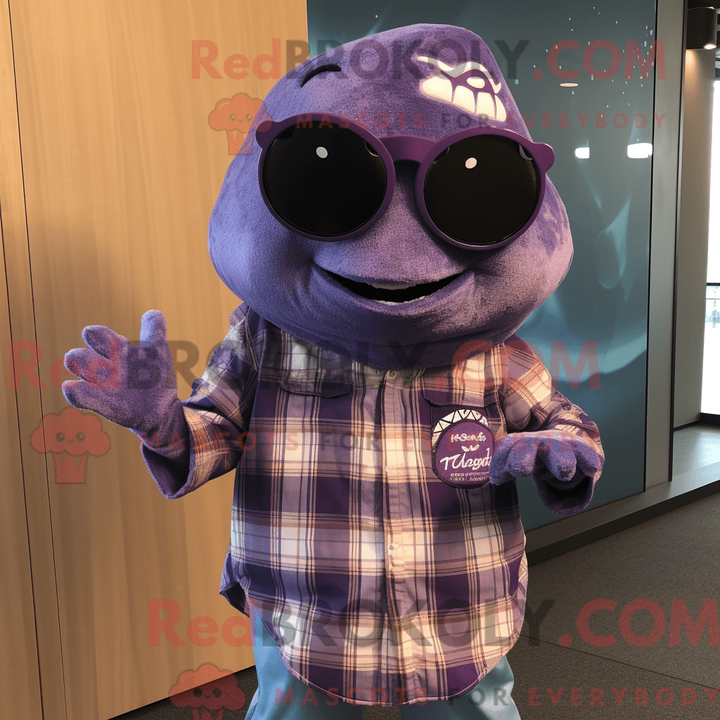 Purple Stingray REDBROKOLY mascot costume character dressed with a ...