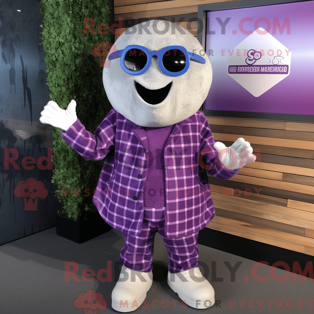 Purple Stingray REDBROKOLY mascot costume character dressed with a ...