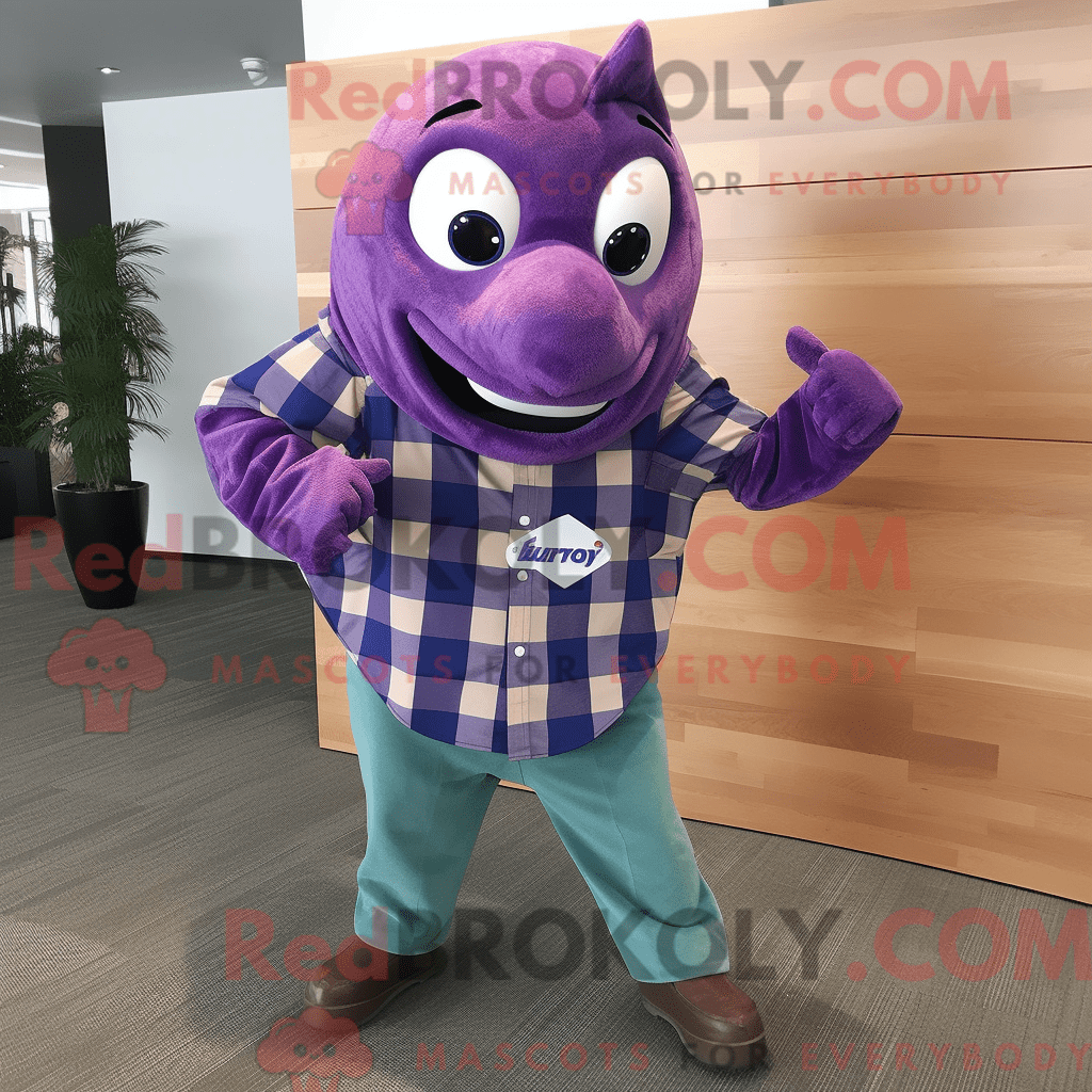 Purple Stingray REDBROKOLY mascot costume character dressed with a ...