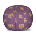 thumbnail image 1 of Purple Storage Toy Bag Chair, Ornamental Geometrical Nested Square Star Motif Repetitive Pattern, Stuffed Animal Organizer Washable Bag, Large Size, Pale Eggplant and Multicolor, by Ambesonne, 1 of 3