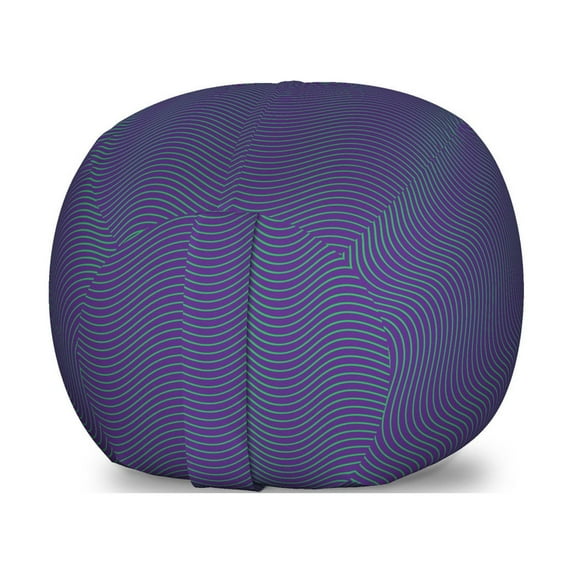 Purple Storage Toy Bag Chair, Stream Flow Inspired Abstract Geometric Graphic Shadowy Horizontal Waves Curls, Stuffed Animal Organizer Washable Bag, Small Size, Violet Sea Green, by Ambesonne
