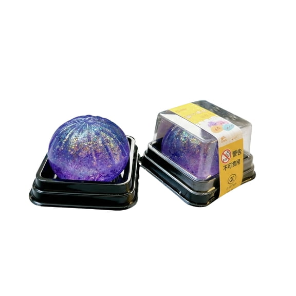 Purple Stress Relief Squishy Toy – Soft Silicone Bun-Shaped Squeeze Fidget for Anxiety Relief, Desk & Car Use, 3.5 Inch