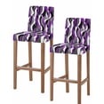 thumbnail image 1 of Purple Stripe Bar Stool Covers Set of 2, Black Grey White Gradient Striped Geometric Stretch Bar Chair Covers with Backs, Removable Pub Counter Height Chair Cover for Kitchen Dining Room Cafe, 1 of 7
