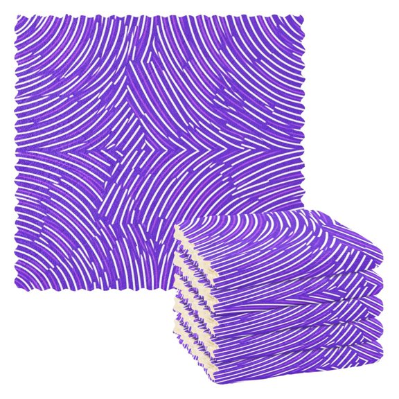 Purple Stripe Chart Kitchen Cloth Dish Towels for Drying Washing Absorbent Dish Rags 6 Pack