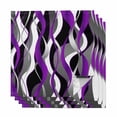 thumbnail image 1 of Purple Stripe Cloth Napkins, Black Grey White Gradient Striped Geometric Washable and Reusable Dinner Napkins Set of 4, Table Napkin for Kitchen Party Birthday Wedding Hotel Housewarming 20"x20", 1 of 8