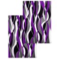 thumbnail image 1 of Purple Stripe Kitchen Dish Towels for Drying Dishes Set of 2, Black Grey White Gradient Striped Geometric Waffle Weave Microfiber Hand Tea Bathroom Towels Quick Dry & Absorbent Towel 15.7x23.6, 1 of 7