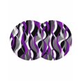 thumbnail image 1 of Purple Stripe Round 15 Inch Placemats Set of 2, Black Grey White Gradient Striped Geometric HeatResistant Non Slip Place Mats for Dining Table, Wipeable Braided Kitchen Table Mats for Housewarming, 1 of 9