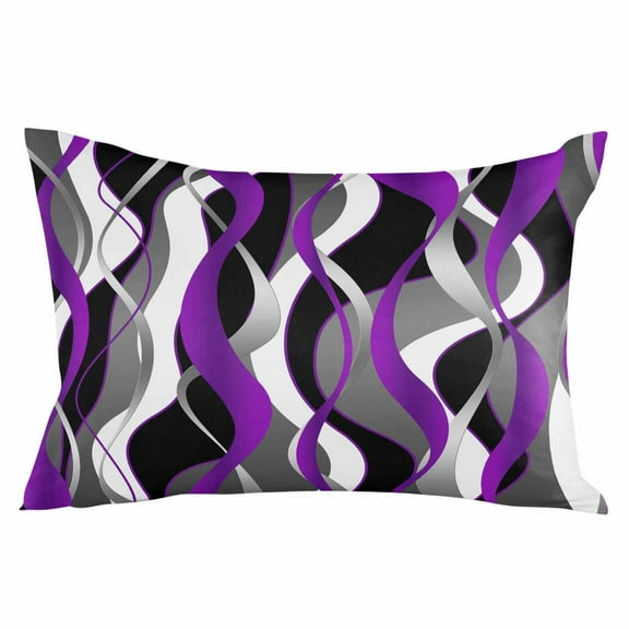Purple Stripe Throw Pillow Cover 20 x 30 Inch Decorative Pillow Cover Black Grey White Gradient Striped Geometric Lumbar Pillowcase Seasonal Rectangle Cushion Case for Couch Sofa Bed Living Room