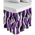 thumbnail image 1 of Purple Stripe Wrap Around Bed Skirts for Queen Bed 16" Drop,Bed Skirt with Adjustable Elastic Belt Dust Ruffle Bed Valance for Bedroom Black Grey White Gradient Striped Geometric Bed Frame Cover, 1 of 7