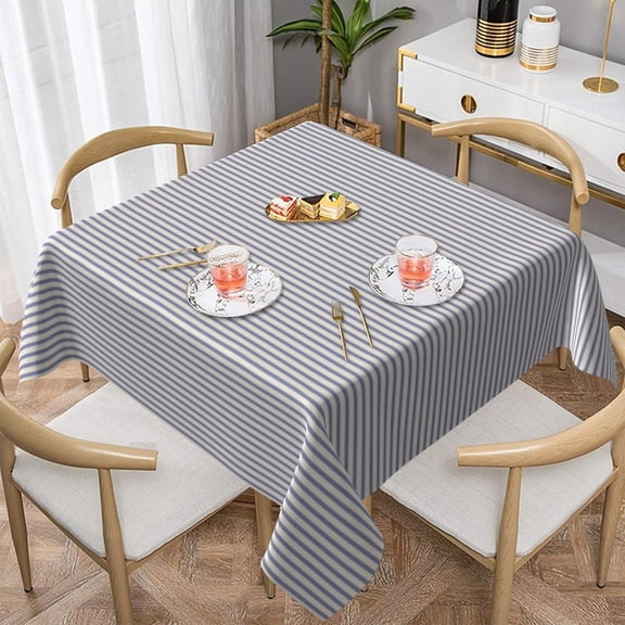 Purple Striped Elegant Soft Tablecloth Square Dinng Table Covers for Kitchen & Table Linens 52" x 52"