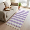thumbnail image 1 of Purple Striped Hallway Runner Rug 2'x6', Modern Farmhouse Purple White Stripes Washable Entryway Rug with Tassels, Woven Cotton Laundry Room Rugs Long Carpet for Bathroom Sink Foyer Bedroom, 1 of 9