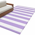 thumbnail image 1 of Purple Striped Large Area Rugs for Bedroom Living Room, Soft Non Slip Carpet Bedside Rug, Modern Farmhouse Purple White Stripes Rectangular Floor Cover Kitchen Accent Rug 4'x6' for Dining Room/Office, 1 of 9