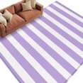 thumbnail image 1 of Purple Striped Large Area Rugs for Bedroom Living Room, Soft Non Slip Carpet Bedside Rug, Modern Farmhouse Purple White Stripes Rectangular Floor Cover Kitchen Accent Rug 6'x9' for Dining Room/Office, 1 of 9