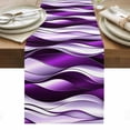 thumbnail image 1 of Purple Striped Ombre Table Runner - 72 Inch Long, Kitchen Dining Table Runner Dresser Scarves, Modern Purple Moire Geometric Farmhouse Decor for Coffee Tables Wedding Party Banquet, 1 of 8