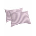 thumbnail image 1 of Purple Striped Pillow Covers Standard Size 2 Pack, Modern Simple Farmhouse Beige Vintage Soft Bed Throw Pillowcases Breathable Cooling Long Lumbar Body Pillow Sham Cover for Bed Sofa 20''x26'', 1 of 7