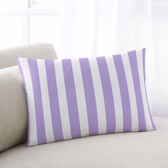 Purple Striped Small Pillow Covers, Modern Farmhouse Purple White Stripes Soft Breathable Throw Pillow Cases with Invisible Zipper, Decorative Pillowcase Pillows Protectors for Sofa Bed Chair 12"x20"