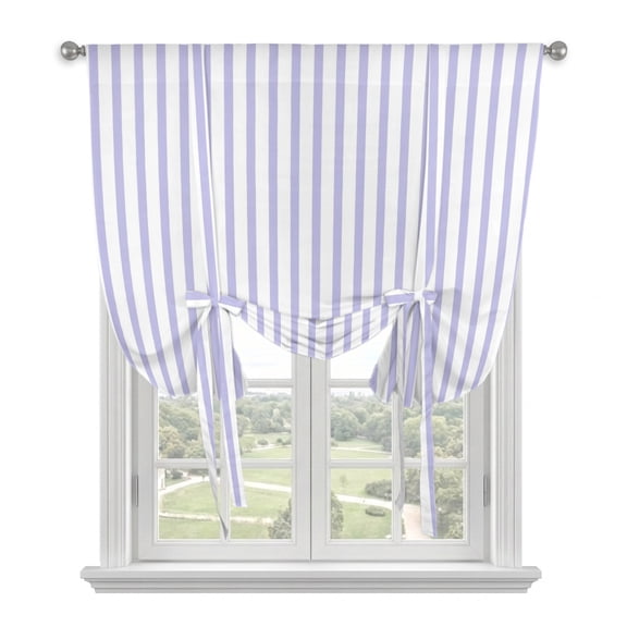 Purple Striped Tie Up Curtains for Small Windows,Adjustable Rod Pocket Valance 45 Inch Short, Modern PurpleFarmhouse Vertical Stripes Window Treatment Balloon Roman Blind Shade, 34" x 45"