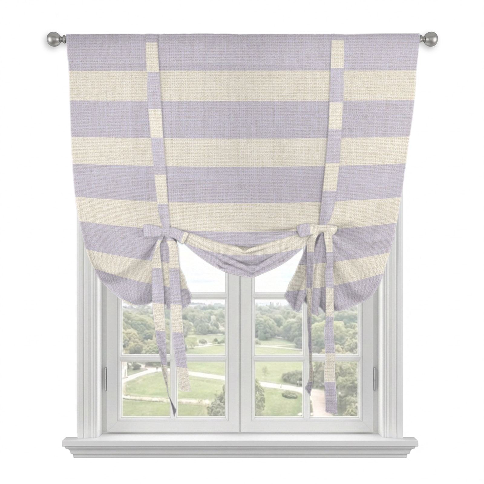 Purple Striped Tie Up Curtains for Window, Thermal Insulated Balloon ...