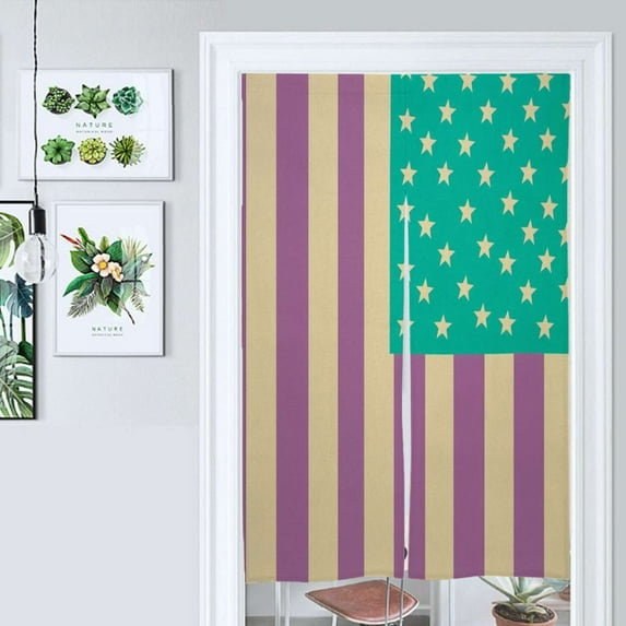 Purple Stripes And Stars Pattern Door Curtain Nordic Living Room DoorCurtain Porch Partition Curtain Kitchen Rative Half Curtain