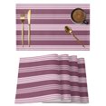 thumbnail image 1 of Purple Stripes Placemats Set of 2 Layered Striped Lines Modern Minimalist Place Mats Indoor Wipeable Table Mats Washable Cloth Dining Table Placemats for Kitchen Holiday Party Home Decor 13x19 Inch, 1 of 9