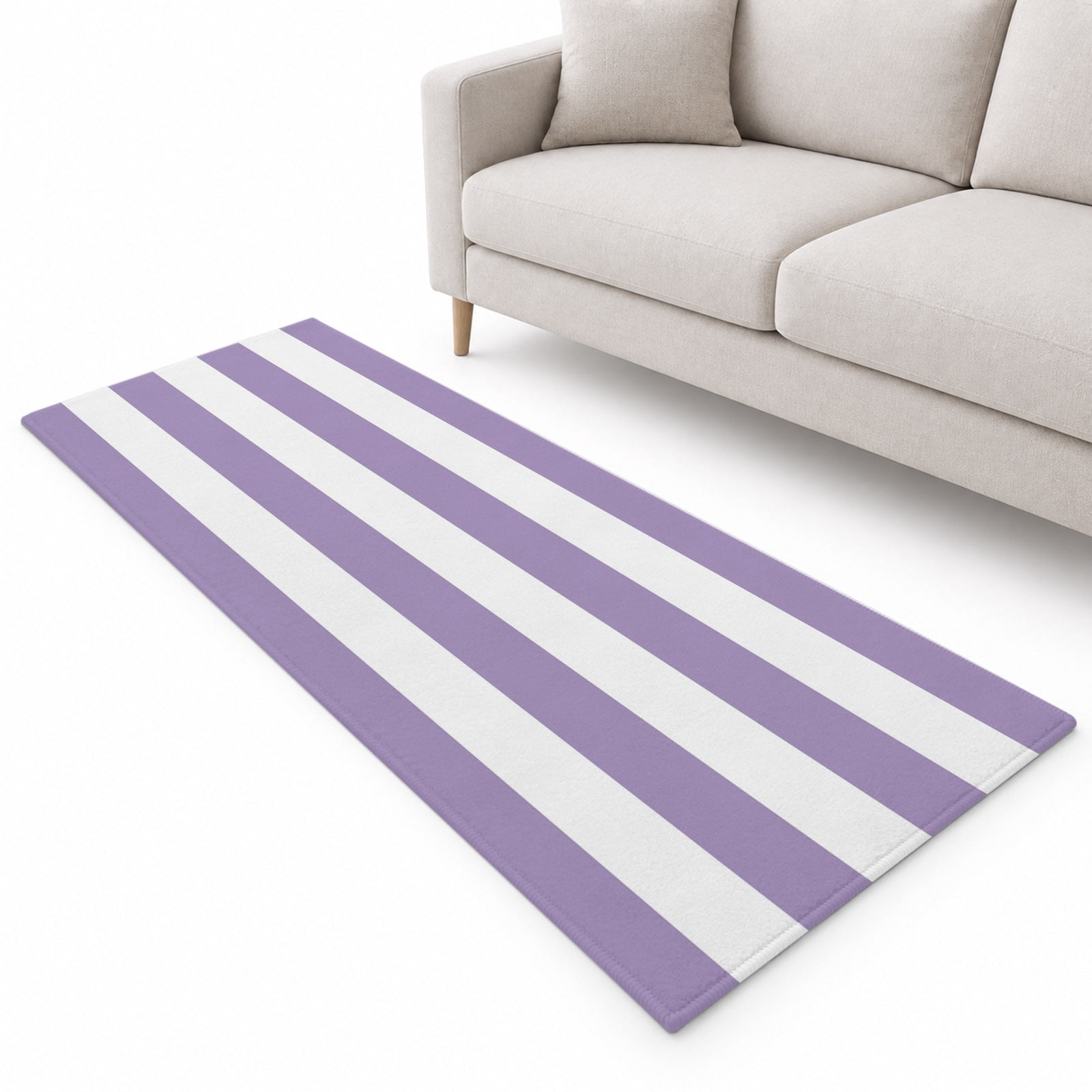 Purple Stripes Runner Rug 2'x6', Modern Artistic Parallel Lines Soft ...