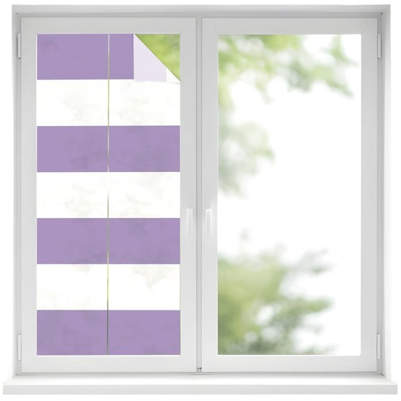 Purple Stripes Window Privacy Film Modern Artistic Parallel Lines Decorative Glass Window Film UV Blocking Static Cling Non-Adhesive Sticker Covering for Home Door 17.7 x 39.3 inches
