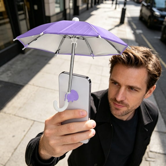 Purple Suction Cup Phone Sun Shade Umbrella, UV Block & Anti-Glare Waterproof Cover, Adjustable Angle Phone Shield for Outdoor Live Streaming, Selfies & Video Calls