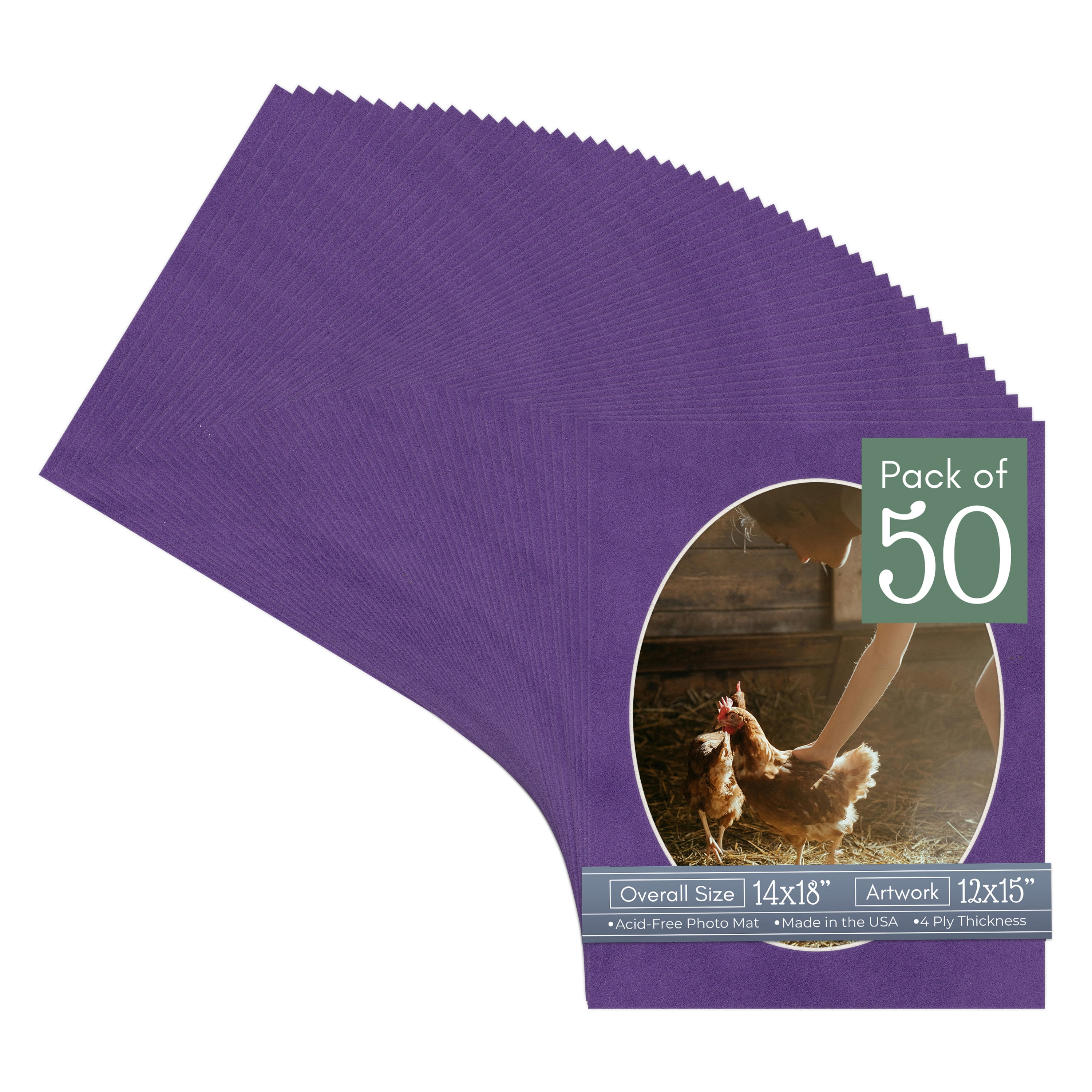 Purple Suede Picture Frame Mat for 14x18 Frames - Oval Opening for ...