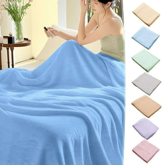 Purple Summer Bamboo Fiber Ice Silk Blanket, Cooling Towel Quilt 100x120cm For Air Conditioning Room, Ultra Soft Breathable Bedding Accessory, Lightweight Comfort For Sleeping, 1 Piece Pack