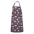 thumbnail image 1 of Purple Sun Moon Star Cloud Pattern Apron-Garden Aprons for Women with Pockets-Cotton Linen Waterproof Kitchen Cooking Gardening Aprons Adjustable for Kitchen,Cooking,BBQ and Salon 33x27 Inch, 1 of 7