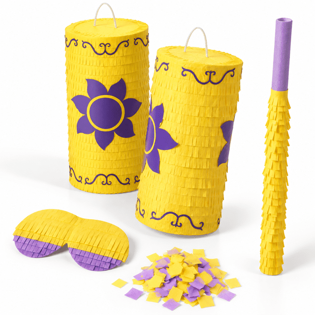 Purple Sun Princess Pinata with Blindfold Bat for Birthday and ...