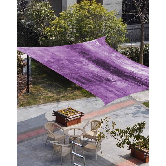 Purple Sun Shade Sail 14'x18' Rectangle Outdoor Shade Canopy, Retro Oil Painting Modern Abstract Art Aesthetics Porch Shades Outdoor Sun Blocking Screen, Sunshade Cloth Covers for Patio/Deck/Garden