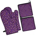thumbnail image 1 of Purple Sun Star Swirl Pattern Kitchen Oven Mitt and Pot Holder Sets 4 Pcs for Baking, Cooking and Grilling, Heat Resistant Up To 392 °F, 1 of 7