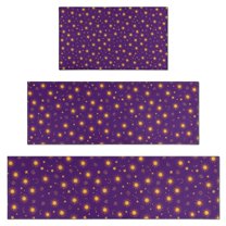 Purple Sun Star Swirl Pattern Kitchen Rugs Sets Of 3,Kitchen Runner Rugs Non Skid Washable,Decorative Kitchen Floor Mats for Kitchen,Sink,Laundry,17"x30"  17"x47"   17"x59"