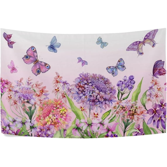 Purple Sunflower Butterfly Tapestry Wall Hanging Tapestries Happy Colorful Hippie Psychedelic Art Polyester Carpet Wall Decorative for Living Room Bedroom 60x40inch Gift Decor