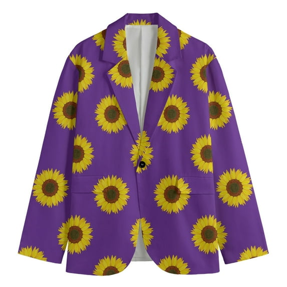 Purple Sunflower Pattern Print Men'S Blazer, Floral Fun Novelty Blazer