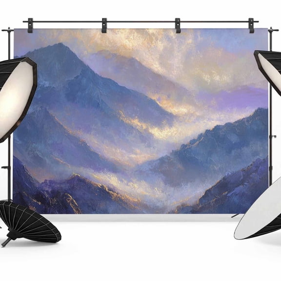 Purple Sunrise Landscape Photography Backdrop 10x8FT, Modern Abstract Mountain Cloud Painting Photo Backdrops, Background for Photography Studio Photo Studio Background, Back Drop for Photoshoot