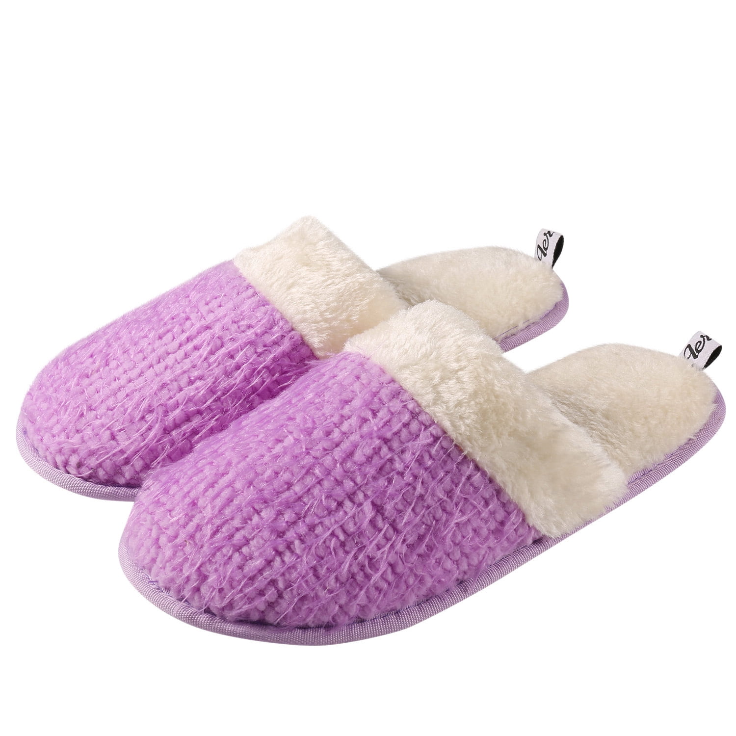 Purple Sunrise Weave Women's Memory Foam Indoor Slippers – Warm Fleece Lining, Non-Slip Sole, Close-Toe Comfort
