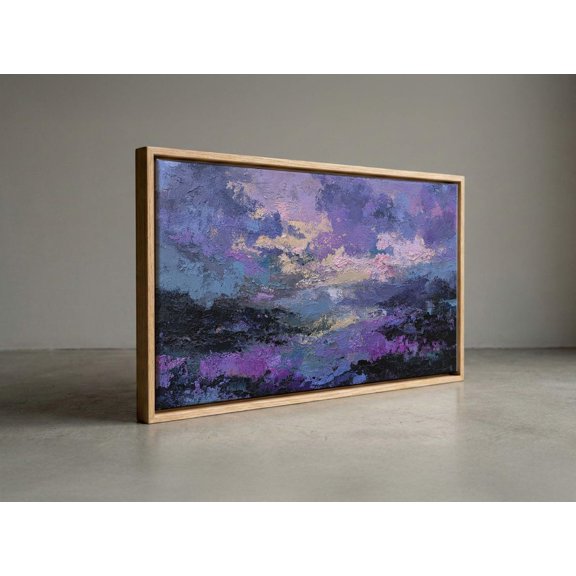 Purple Sunset Textured Impasto Decorative Style Portrait Decor Unframed Paper Print
