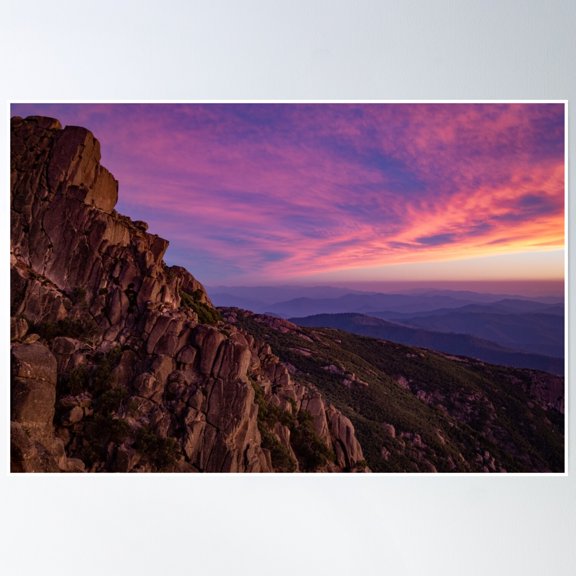 Purple Sunsets At Mount Buffalo Poster Wall Art, Modern Wall Decor, 8x12 UNFRAMED