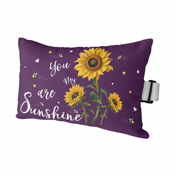 Purple Sunshine Sunflower Outdoor Pillows for Chaise Lounge Chair Waterproof Lumbar Pillows with Insert&Strap Beach Headrest Pillow Pastoral Bees Farmhouse Floral Pillow for Patio Pool 11"x16"
