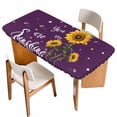 thumbnail image 1 of Purple Sunshine Sunflower Table Cloths for 4 Foot Rectangle Tables, Pastoral Bees Farmhouse Floral Patio Waterproof Elastic Fitted Tablecloths, Washable Rectangular Table Cover for Camping, 1 of 8
