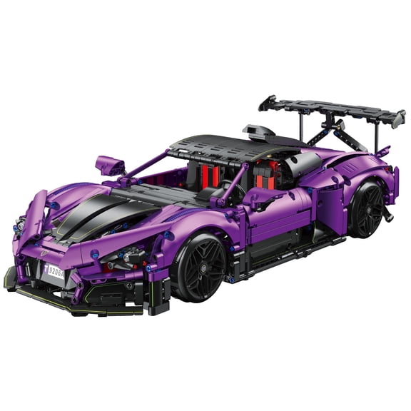 Purple Super Sports Car Building Block Set , Speed Racing Car Building kit for Adults, Collectible Model Cars Kits Gift for Technic Cars Lovers