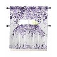 thumbnail image 1 of Purple Swag Kitchen Curtains Sets for Windows 24 Inch Length, Eucalyptus Leaves Short Window Curtain Panels Swags Valances and Tiers 3 Piece Set for Cafe/Dining Room, 1 of 5