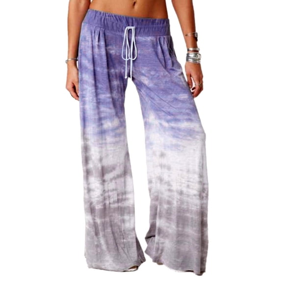 Purple Sweat Pants for Womens Women Casual Loose Gradient Tie-Dye Printed Yoga Sport Long Pnats Wide Leg Pants