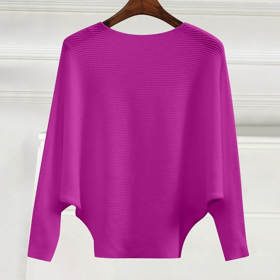 Purple Sweaters for Women'S Autumn and Winter Fasion Off The Shoulder Long Sleeve Sleeve One Word Collar Sweater Knitted Solid Color Womens Fall Fashion Must Haves