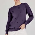 thumbnail image 1 of Purple Sweatshirt for Women Ladies Loose Large Long Sleeved T Shirt Star Printed Sweater Womens Fall Tops, 1 of 3