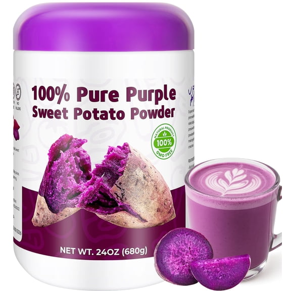 Purple Sweet Potato Powder GGA1 24oz (680g) - Natural Food Coloring for Baking, Drinks & SmoothiesUbe/Purple Yam Alternative, Non-GMO, Gluten-Free, Resealable Fresh Pack