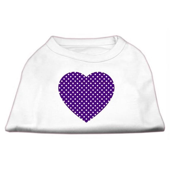 Purple Swiss Dot Heart Screen Print Shirt White M - 12