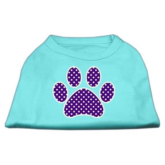 Purple Swiss Dot Paw Screen Print Shirt Aqua XXL - 18